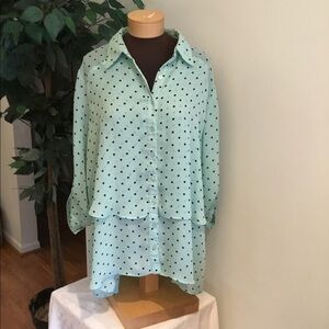 SAMI+JO green with black dot blouse size 3X